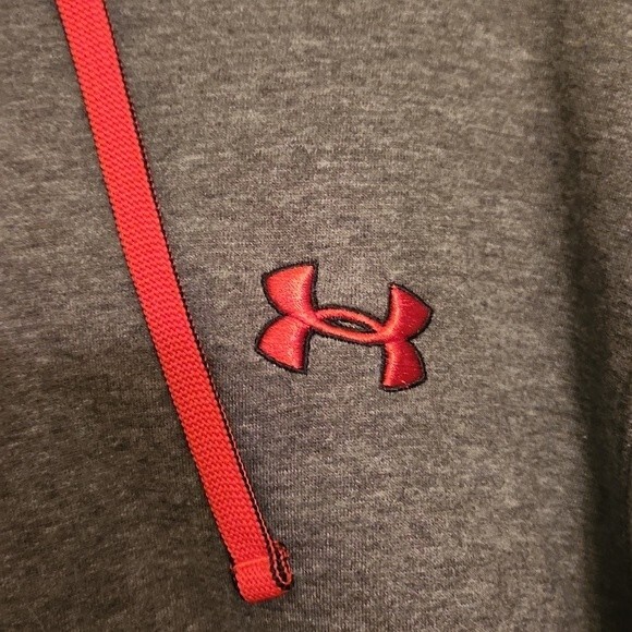 Under Armour Men's Gray & Red Zip-Up Hoodie Sweatshirt Size L - Picture 3 of 8